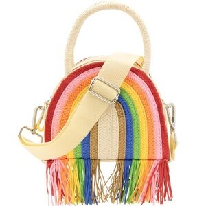 PRIDE X Target NWT Colorful Rainbow Raffia Fringe Mini‎ Crossbody Bag